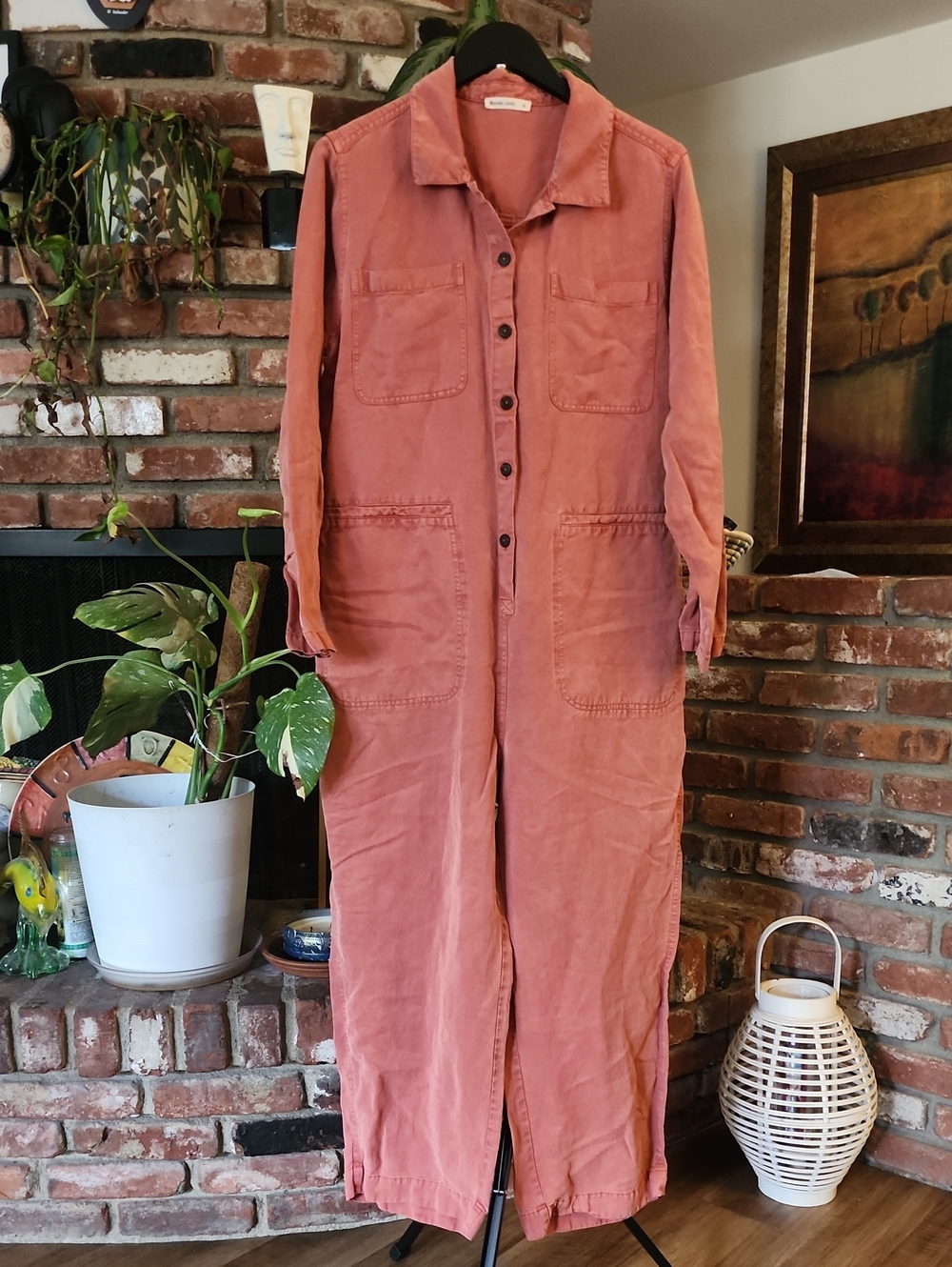 Marine Layer Dusty Rose Cotton Utility Coverall Jumpsuit XL